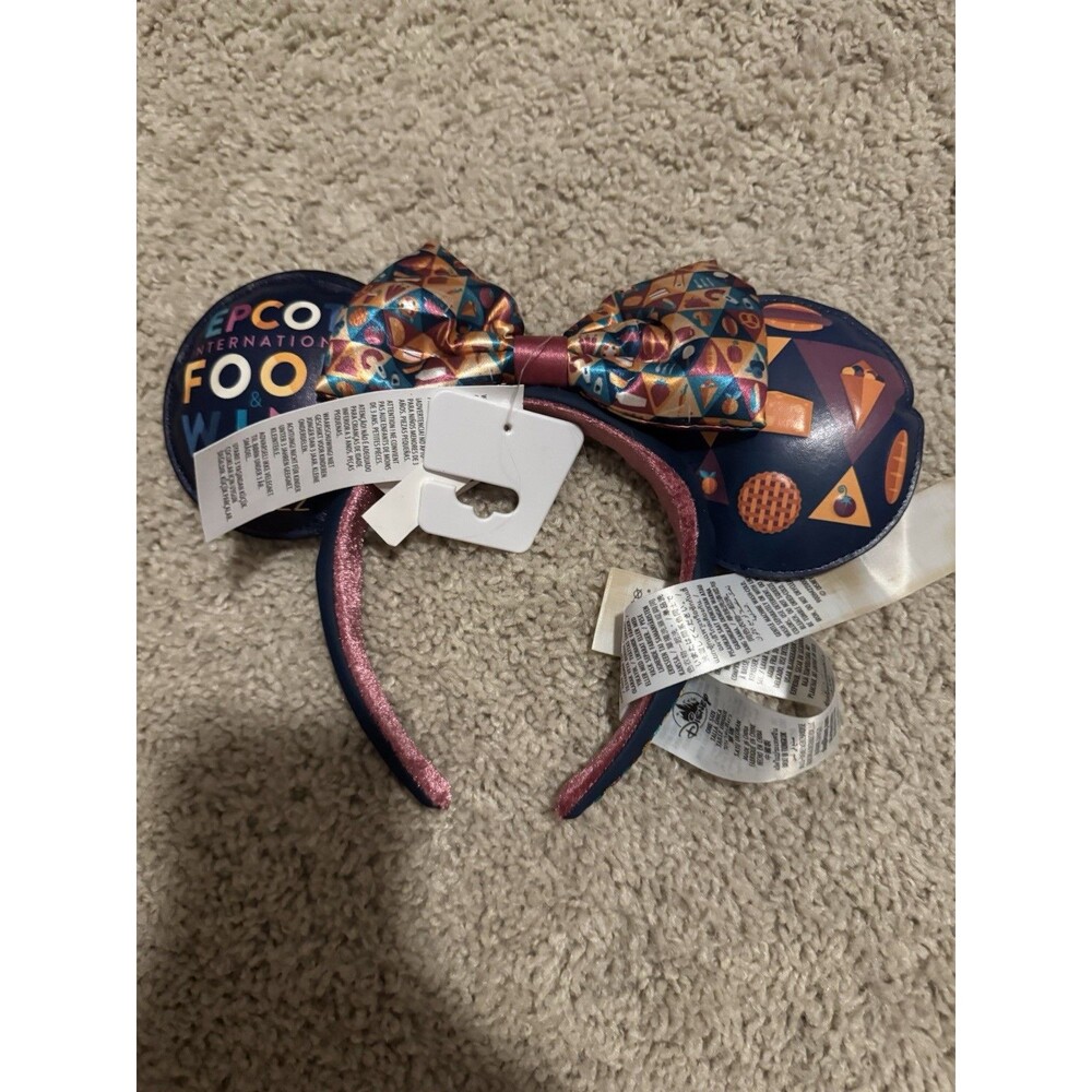 Minnie Mouse Ears Disney Epcot Food & Wine Festival 2022 Minnie Headband Tags